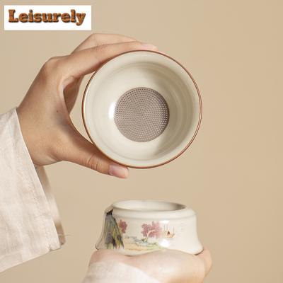 Taklit Song Ru Çömlekçiliği Manzaralı Çay Demliği Retro Çay Topu Süzgeç Ev Tipi Çay Demleyici Çay Filtresi Çay Seremonisi Koleksiyonu