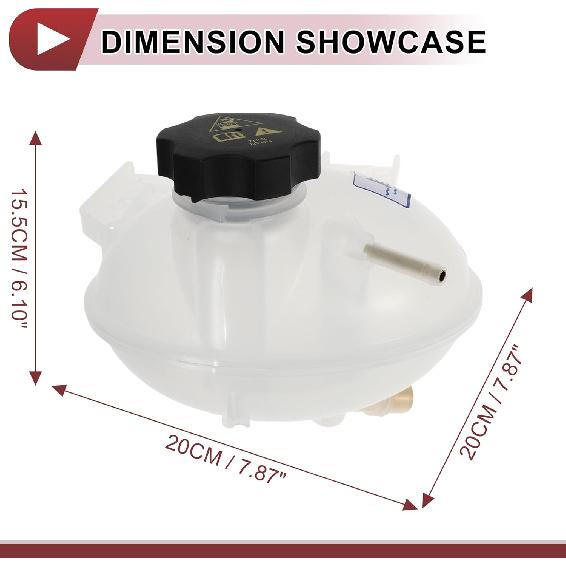 1 Set Engine Coolant Reservoir Water Expansion Tank for Jeep Compass 2017-2022 Coolant Radiator Reservoir Bottle with Cap No.68289857AA/68250057AA