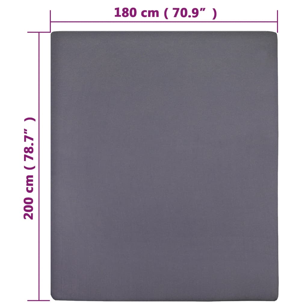 Vidaxl Fitted Sheet, Anthracite, 180X200 Cm, Cotton Jersey