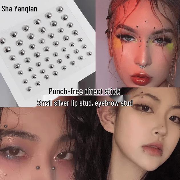 Titanium Steel Lip Stud Sticker: Trendy Fake Piercing Ring for Men & Women - Cool Disco Jewelry Accessory
