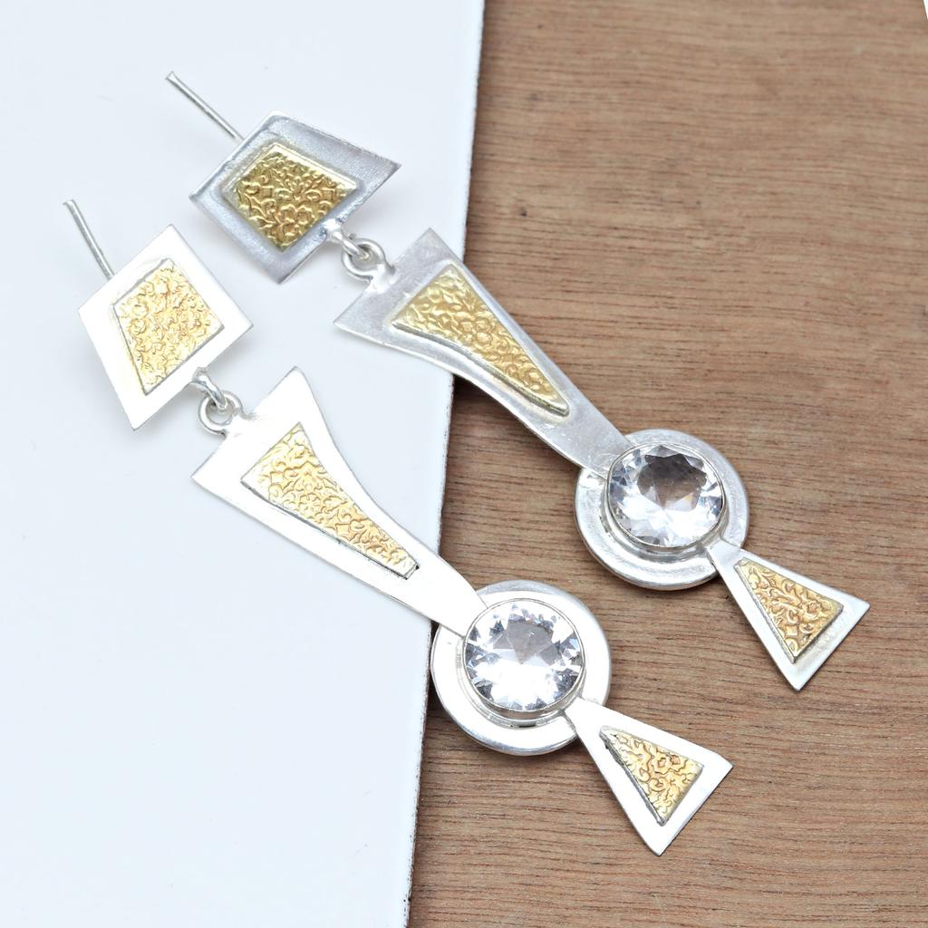 925 Silver White Topaz Sterling Earring Jewelry Gemstone Handmade Earrings