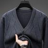 Men Plaid Knit Button Cardigan Casual Sweater Outerwear For Middle Aged Men