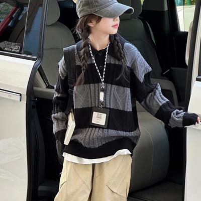 Trendiger Mädchen Strickpullover für den Herbst - 2025 Lockere Passform für ältere Kinder