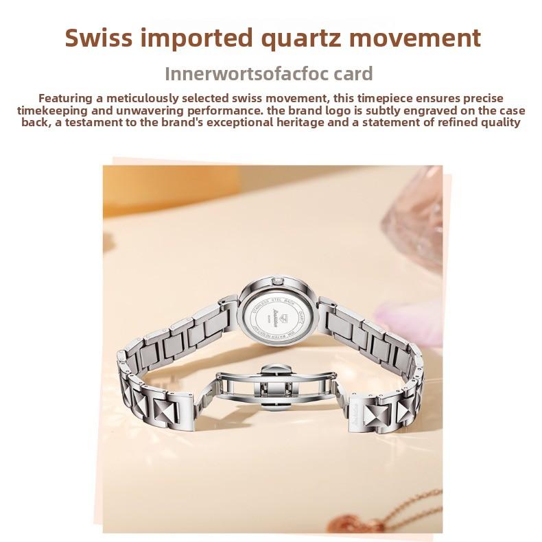 JINSHIDUN Brand Wristwatches, Calendar Tungsten Steel Quartz Watches, Waterproof Ladies' Watches, Women's Watches