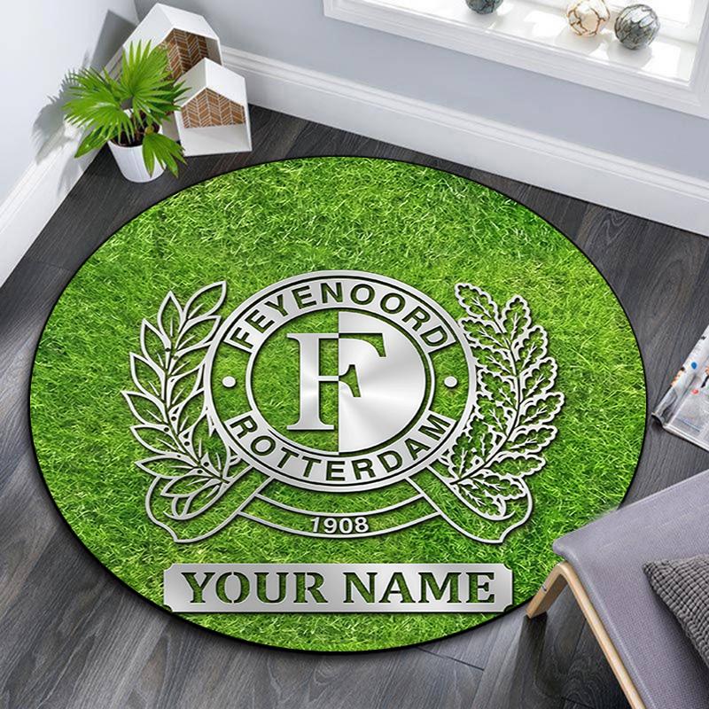 Custom Name Feyenoord Rotterdam2 Round Area Rug,Carpet Rug for Living Room Bedroom Sofa Playroom Decor,Non-slip Floor Mat