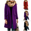 2024 Autumn/Winter Women's Long Wool Coat with Hidden Buttons - European/American Style