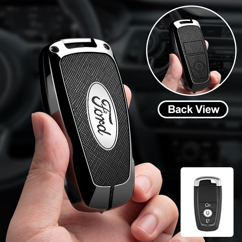 Styling Car Zinc Alloy Leather Remote Key Case For Ford Mustang 2017 Edge F250 2018 Fusion/New Mondeo/Expedition Accessories