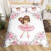 Girls White Swan 3D Duvet Cover Set Microfibre Duvet Cover with Zip and 2 Pillowcases Cartoon Ballerina  Children's Bed Linen