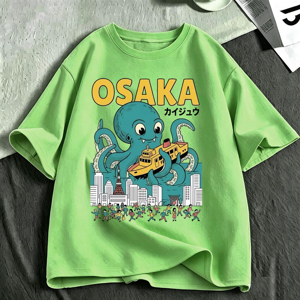 Osaka Dotonbori Drunken Octopus Funny Meme T Shirts Japanese Style Food Lover Tshirt Cotton Vintage Loose Short Sleeve Tshirts