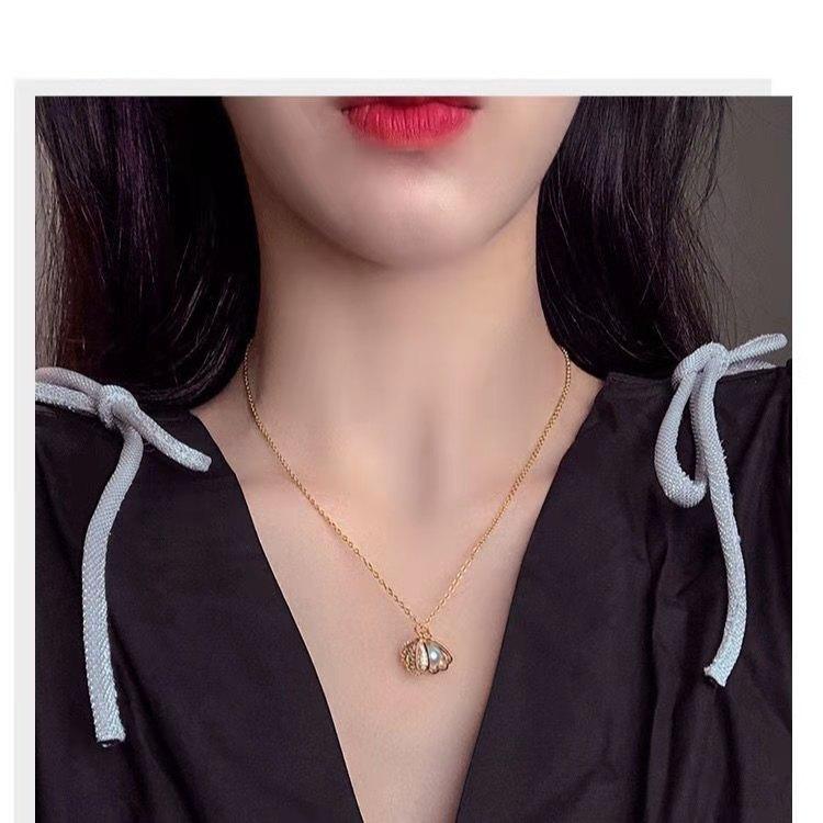 Peanut Pod Necklace Female Pearl Inlaid Valentine'S Day Gift Temperament Simple Style