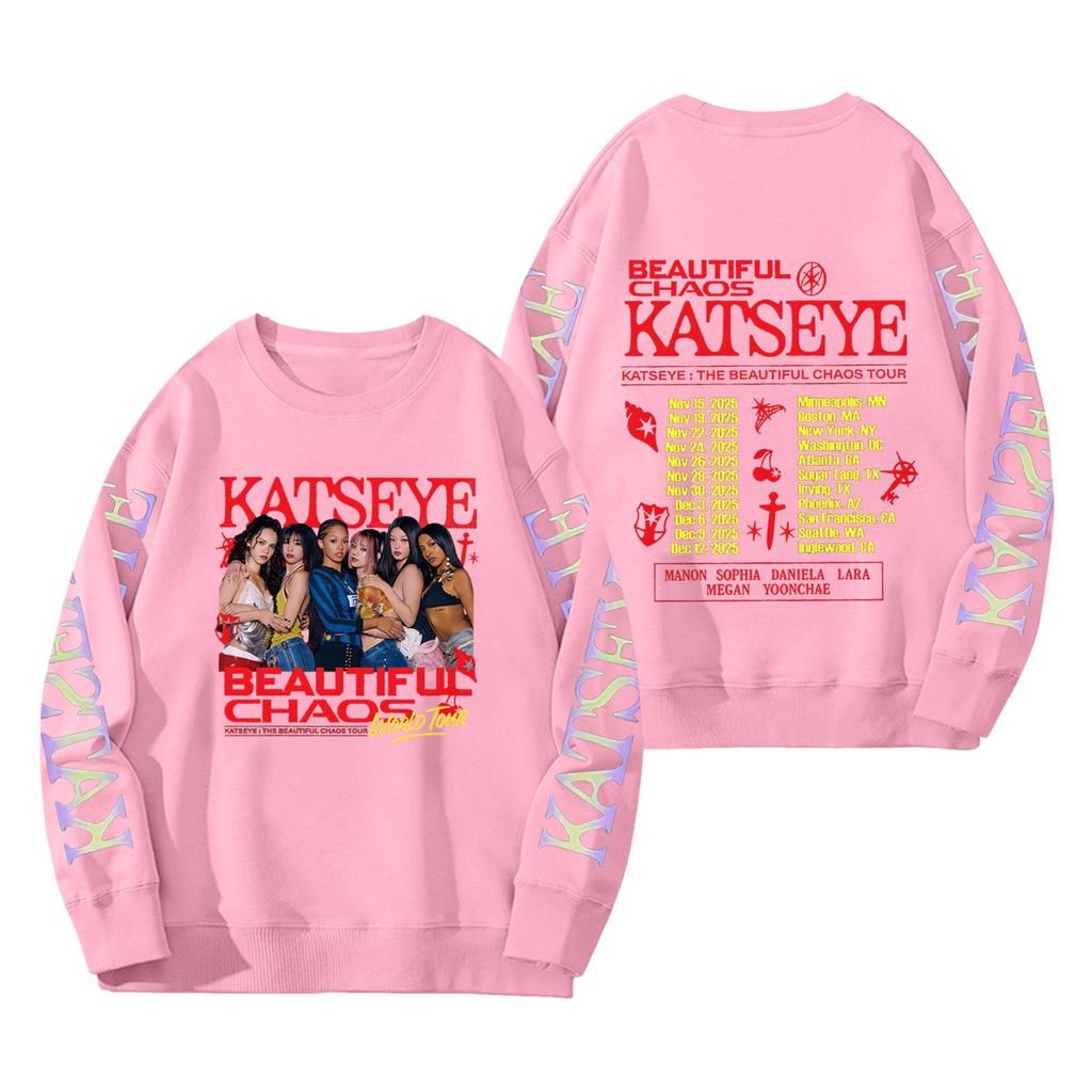 Damenmode Langarm Print Rundhals Lockerer Pullover Sweater Top