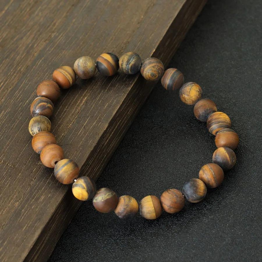 Genuine Natural Stone Bracelet Men 8mm Frosted Beaded Braslet Minimalist Gemstone Braclet Hand Accessories For Hombre Pulseria