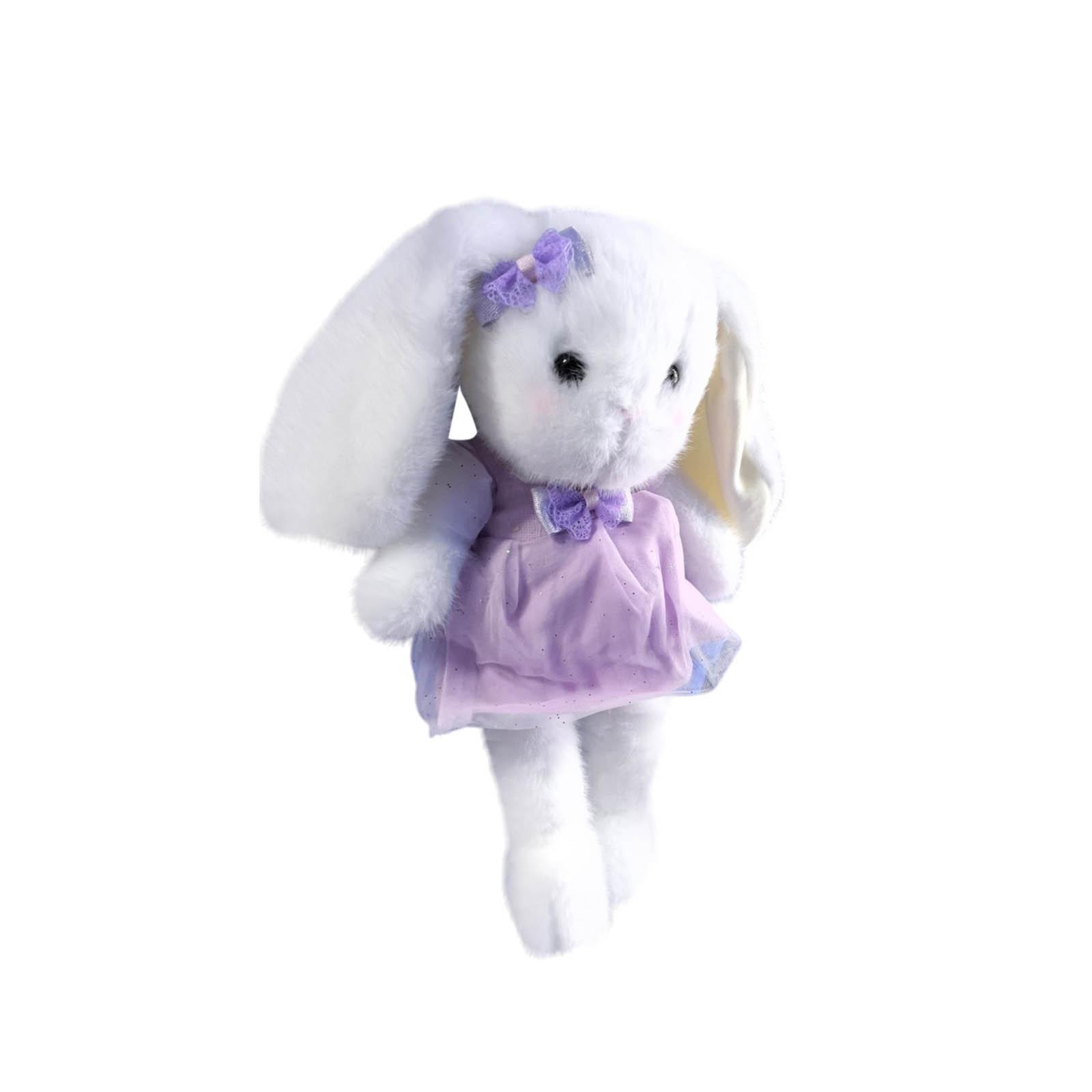 

35cm Plush Bunny Stuffed Animal Soft Cotton Filling Cuddly Toy Doll with Dress for Kids Toddlers and Collectors Suitable for Gifts and Home Decor фиолетовый