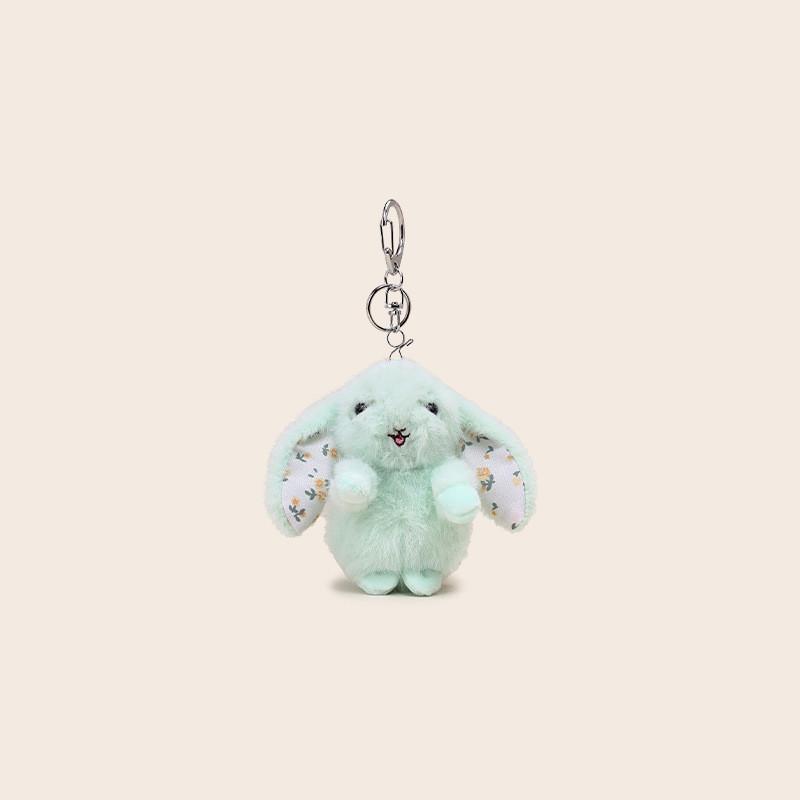Flower Ear Print Rabbit Plush Keychain Animal Backpack Pendant Cartoon Gift Kids