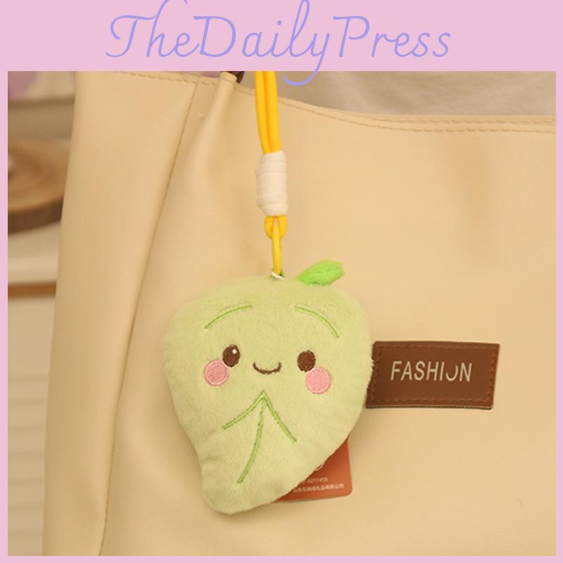 Leaf Shaped Miniature Plush Doll Keychain Pendant School Bag Accessories Decor