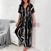Women's Casual Resort V-Neck Top And Pants Fashion Print Two Piece Set