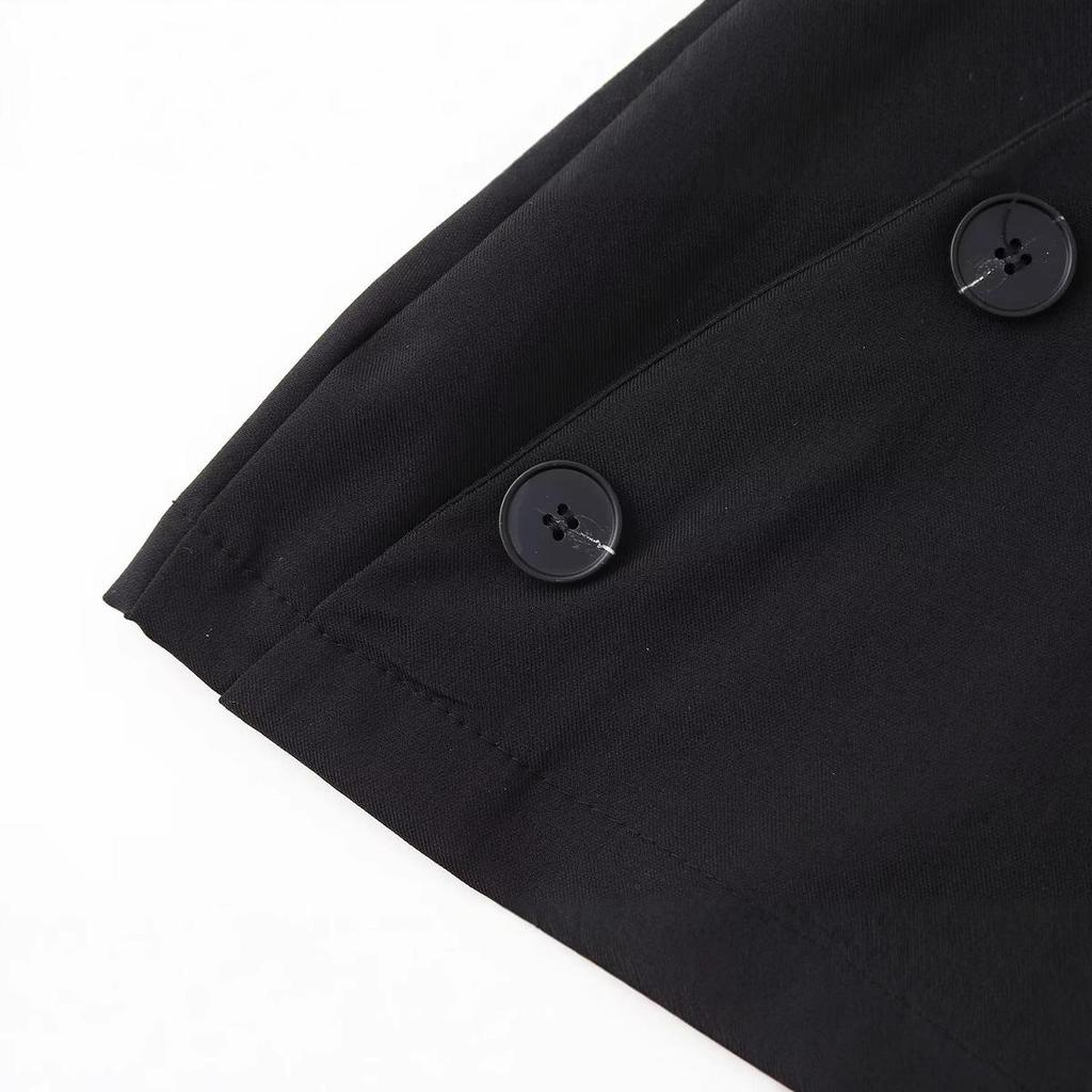 Spring 2025 Women's Double-Breasted Skirt Pants with Button Detail