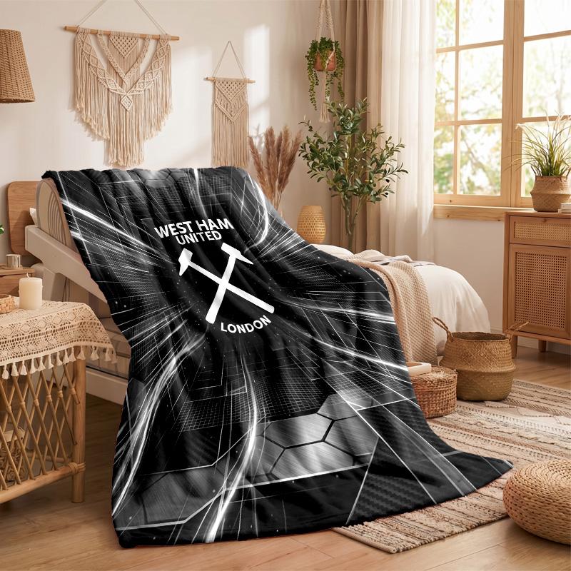 Coperta in Flanella con Stampa West Ham United Calcio Morbida Calda Coperta da Divano Letto per Casa Ufficio Camera da Letto