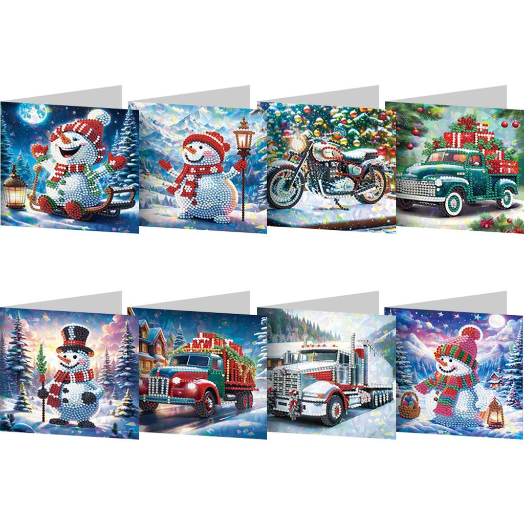 8/12PCS DIY Diamond Art Greeting Cards Rhinestone Diamond Art Mosaic Postcards for Christmas Birthdays Thanksgiving and Holidays