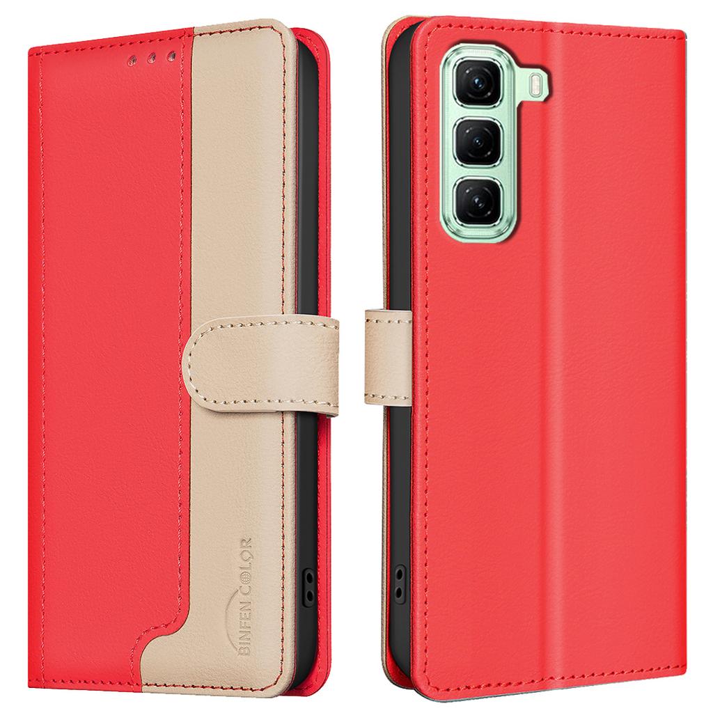 BINFEN COLOR BF33 for Infinix Hot 50 5G Leather Case Splicing Color RFID Blocking