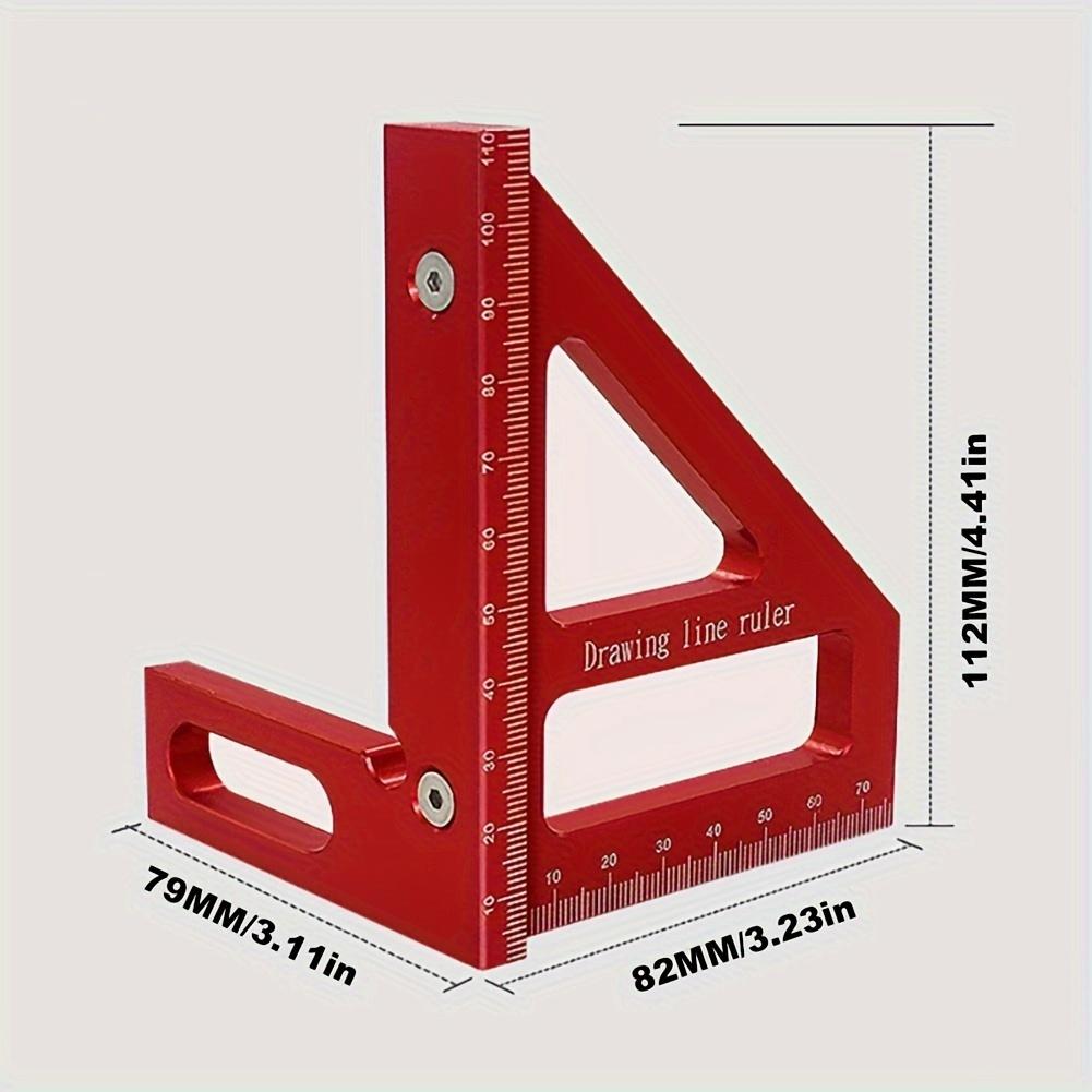Precision Aluminum Alloy Woodworking Square - 45/90 Degree Angle Measuring Triangle Ruler - Upgraded Hole Scriber Marking Gauge