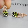 Oval Blue Zircon Diamond Champagne Gold-Plated Earrings for Weddings & Engagements