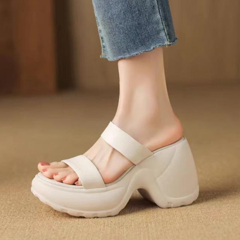Fashion Women Chunky Platform Slippers High Heels Sandals New Trend Fad Heeled Shoes Pumps 2025 Summer Woman Casual Slides Flip-flops