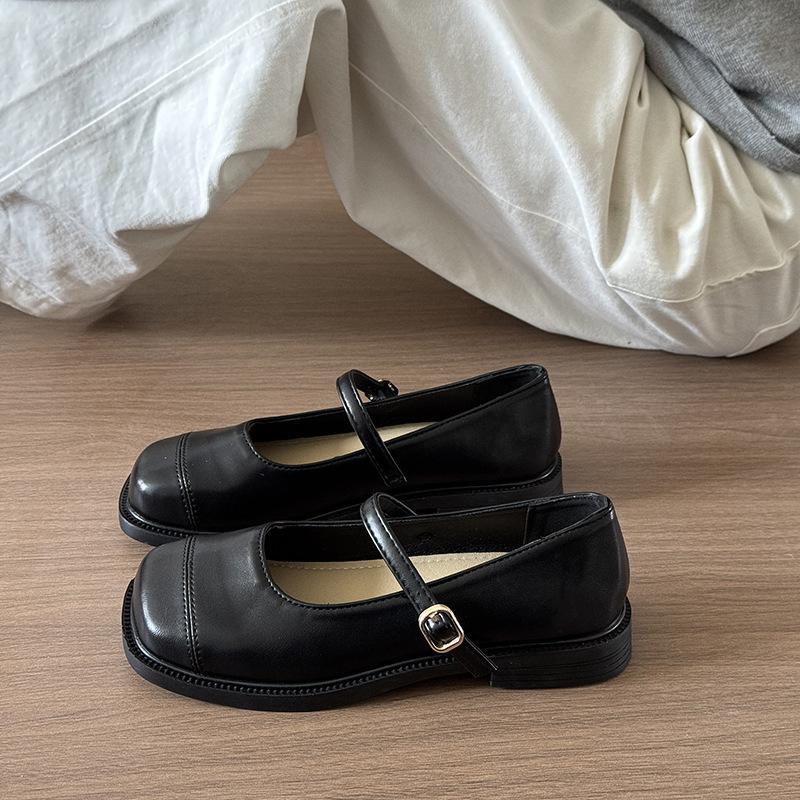 Rock sanfte kleine Lederschuhe Damen Frühling und Sommer neu Feenstil mit französischer weicher Sohle flacher Boden Mary Jane Einzelne Schuhe silber 2025