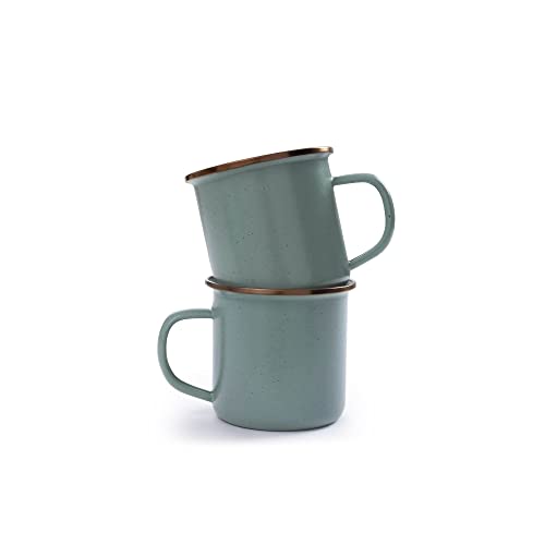 BAREBONES Enamel Cups, Set of 2 [Official Japanese Distributor] (Enamel Cups, Mint Green)