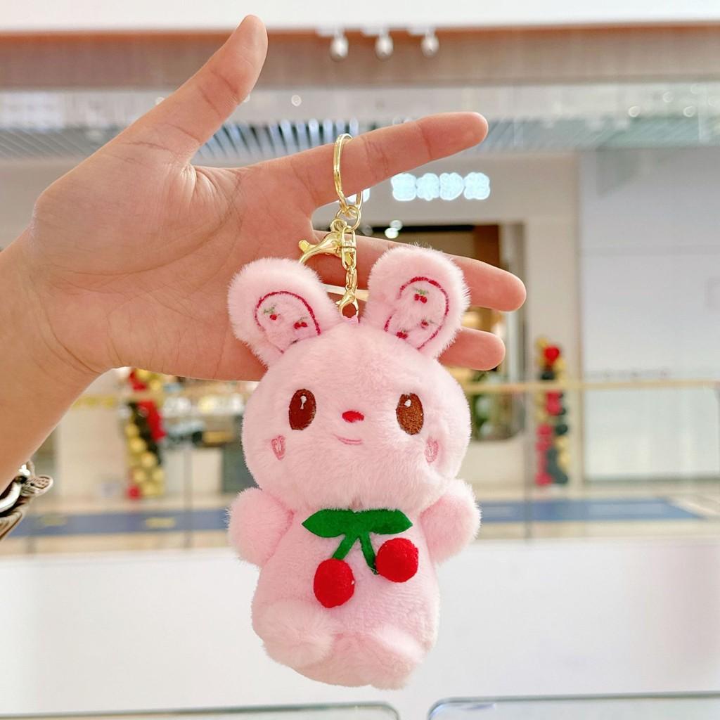 Charming And Fluffy Space Bunny Keychain In White And Blue For Stylish Backpacks