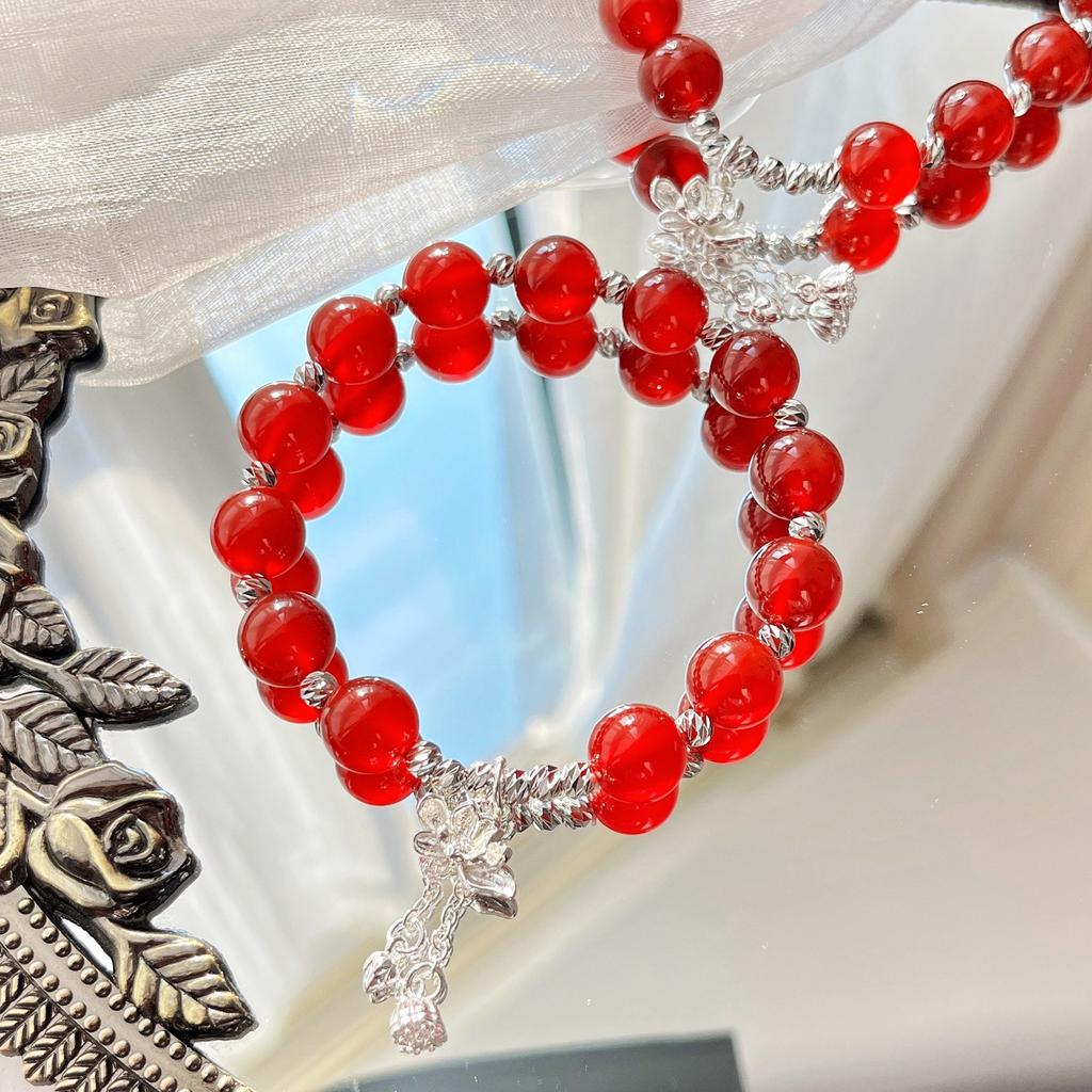 10Mm High Quality Pigeon Blood Red Vitreous Natural Chalcedony Bracelet Bracelet
