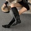 Knight Boots Women's Thick Heel High Heel Straight Boots Autumn and Winter New Square Head But Knee Boots Women's High Boots