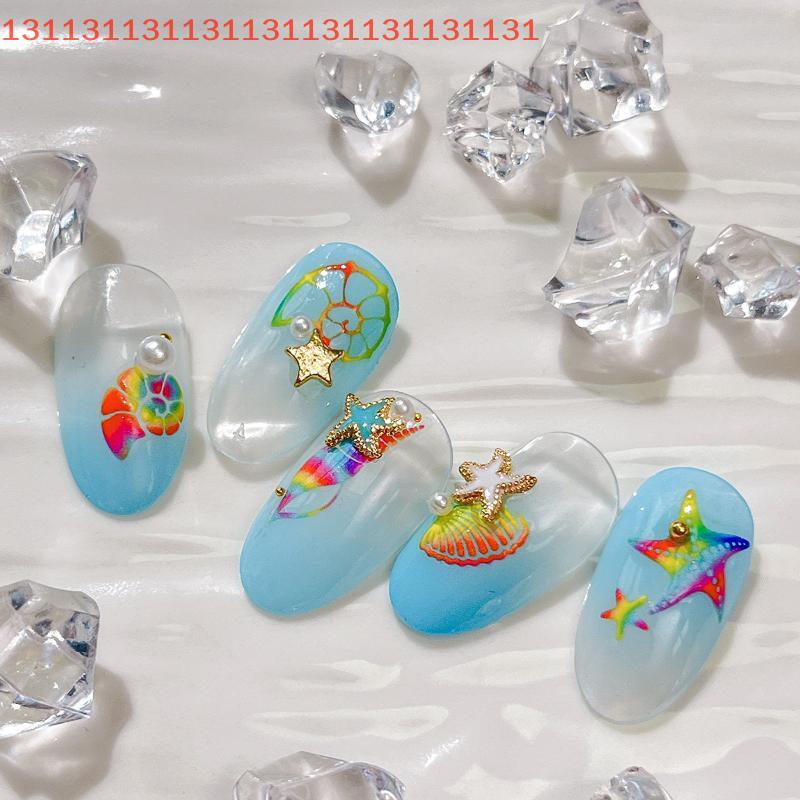 Relief Nail Art DIY Nail Decorations Nails DIY Colorful Shells Ocean Nail Stickers Relief 3D Nail Appliques Adhesive Sliders