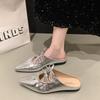 French Bow Bag Head Cool Slippers Female Summer Wear Fairy Style Flat Half Slippers Fashion Sandals