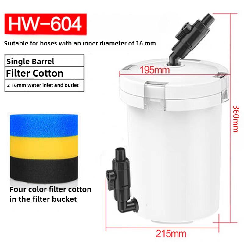 

Big White Aquarium Filter Bucket Fish Tank Quiet External Canister with 4Pcs Sponge Accessories Outside Filter Bucket HW-604