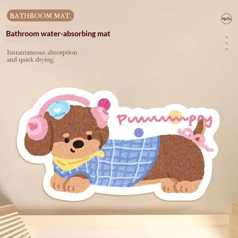 Dachshund-Themed Diatomaceous Earth Bath Mat (40X60Cm) – Highly Absorbent, Quick-Drying, And Non-Slip