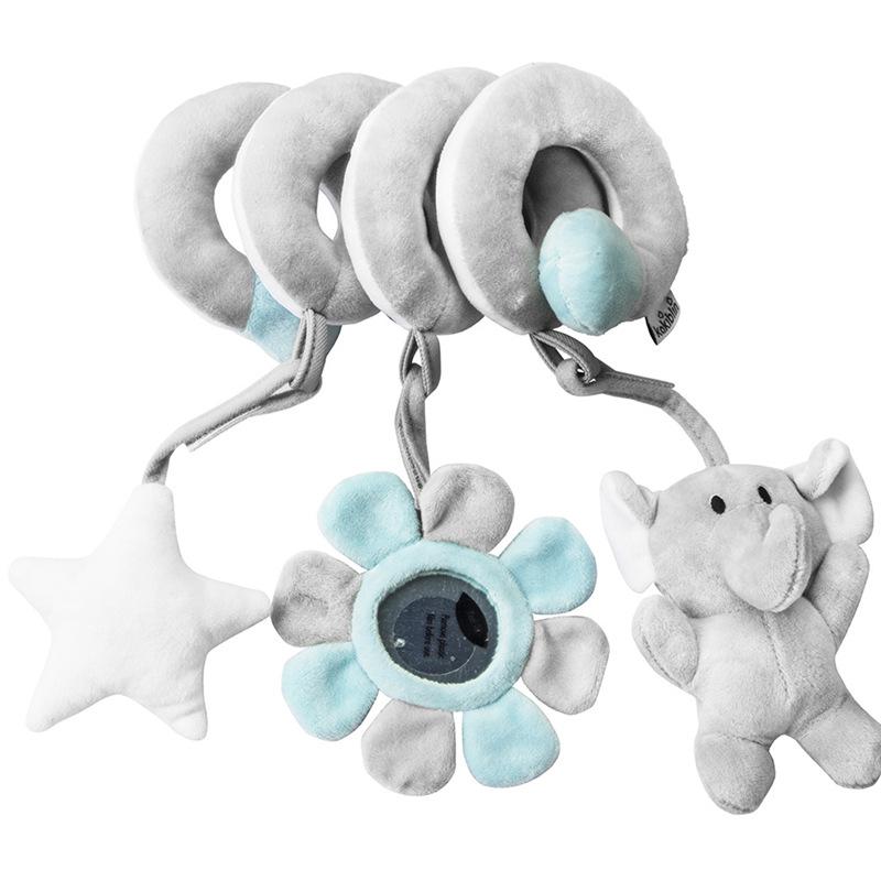 

Plush Baby Comfort Toy: Solid Color Rattle with Mirror & Stroller Pendant
