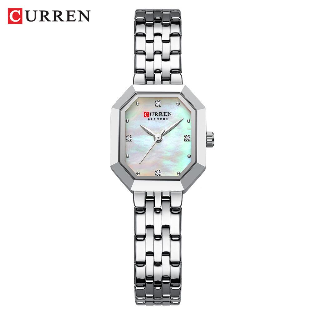 CURREN 9108 Women s Quartz Watch - Octagonal Case, Steel Band, Casual Square Design.
