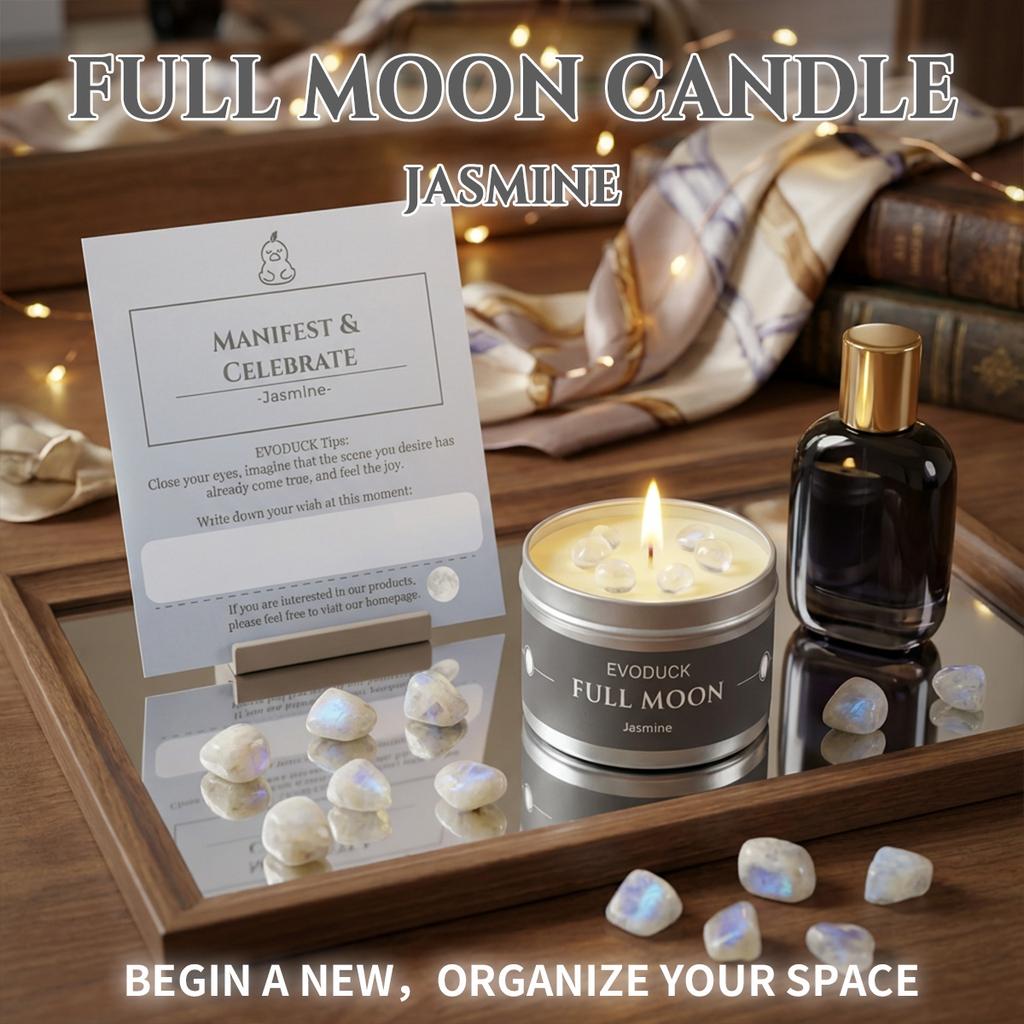 EVODUCK Full Moon Scented Candles 3oz Law of Attraction Manifestation Energy Boosting Christmas Home Decoration Jasmine Candles