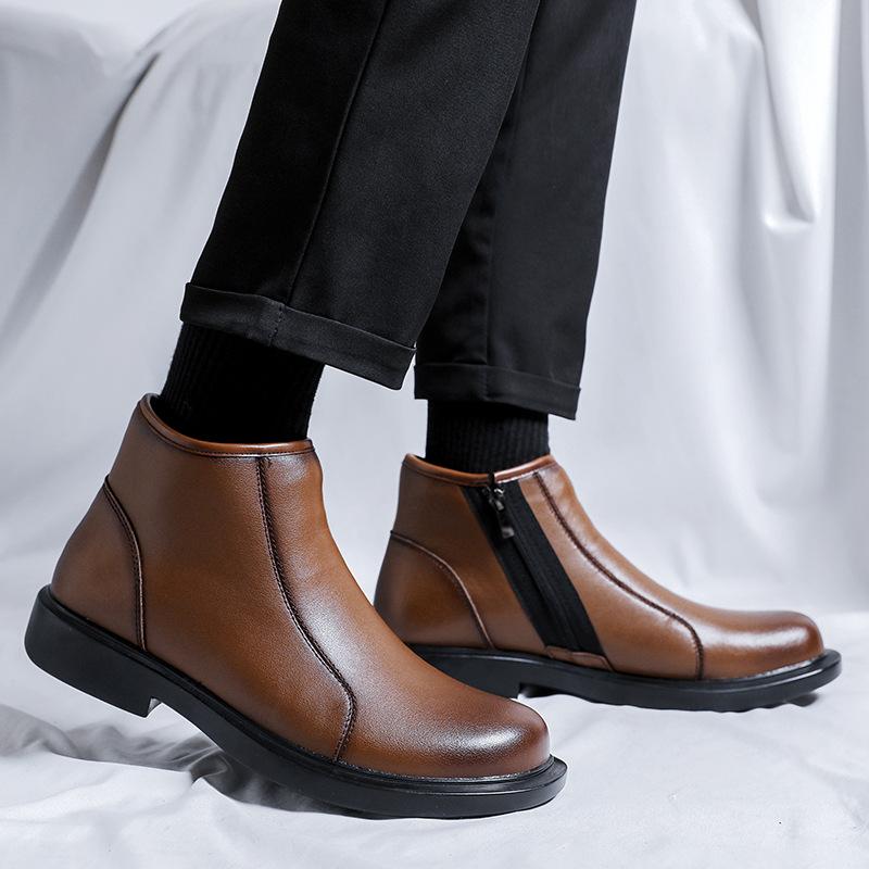 Mode Frühling Herbst Designer Chelsea Boots Mann Britischer Stil Mode Lässig Einfarbig Plateau Schuhe Männer Weiche Leder Stiefeletten