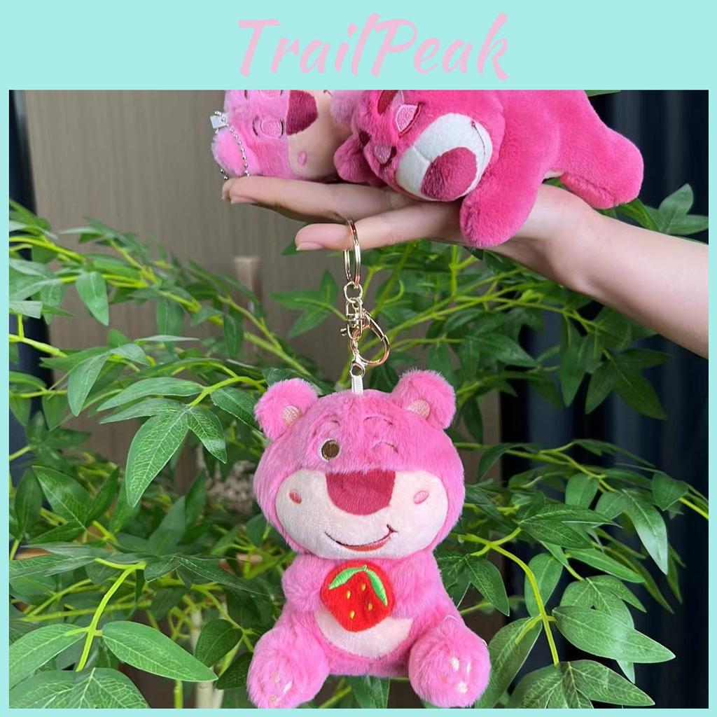 Pink Strawberry Adorable Bear Plush Toy Pendant  Keychains Bags Accessories Girls