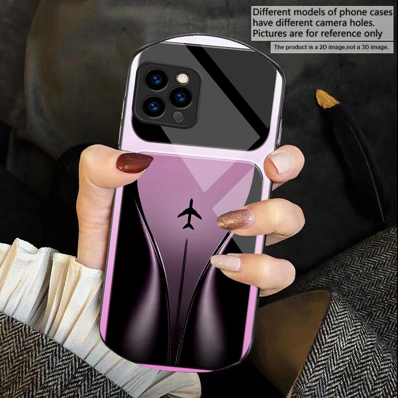 Aircraft in gradual flight For iPhone 17 16 15 14 Pro 13 Plus 12 mini 11 Pro Max XR X S 7 8 Elliptical Tempered Glass Phone Case