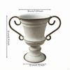Decorative Iron Planter Ornamental Footed Vase Matte VintageStyle Light Gray C High Foot