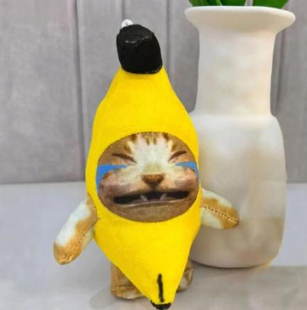 

Cute Happy Crying Banana Cat Plushie Pendant Keychain Cat Plush Plaything Playful Car Bag Key Chain Keyring Accessories Kids Gifts