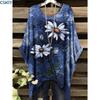Elegante Blumenmuster-Bluse für Damen - Hellviolett mit weißen Blumen Langarm Rundhalsausschnitt Perfekt für Frühling & Herbst