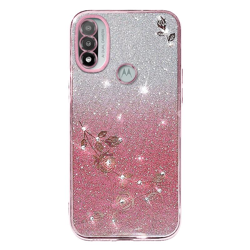 KADEM For Motorola Moto E20 TPU Case Glitter Rhinestone Phone Back Cover