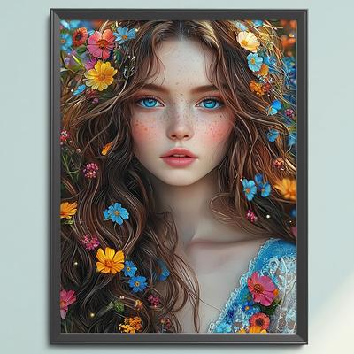 Full Embroidery Cotton Thread 14CT Printed Girl Cross Stitch Kit Art