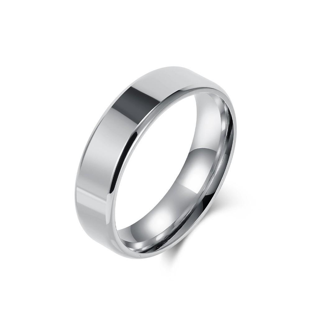 Titanium Steel Couple Rings - Polished Plain Band, Popular European & American Style Jewelry