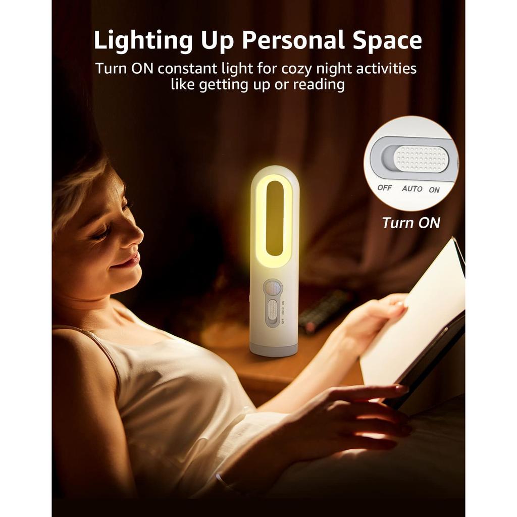 LifeImpree Rechargeable Motion Sensor Night Light 2-in-1 Portable LED Night Light Flashlight with Dusk To Dawn Sensor for Bedroom Bathroom Baby Nurser