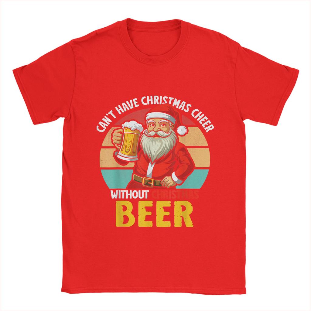 Men Christmas and beer T Shirt  100% Cotton Tops Creative Short Sleeve Crew Neck Tee Shirt Graphic Printed T-Shirts